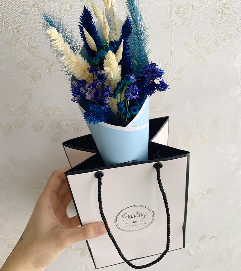 Cone Flower Desidratado Azul e Champagne